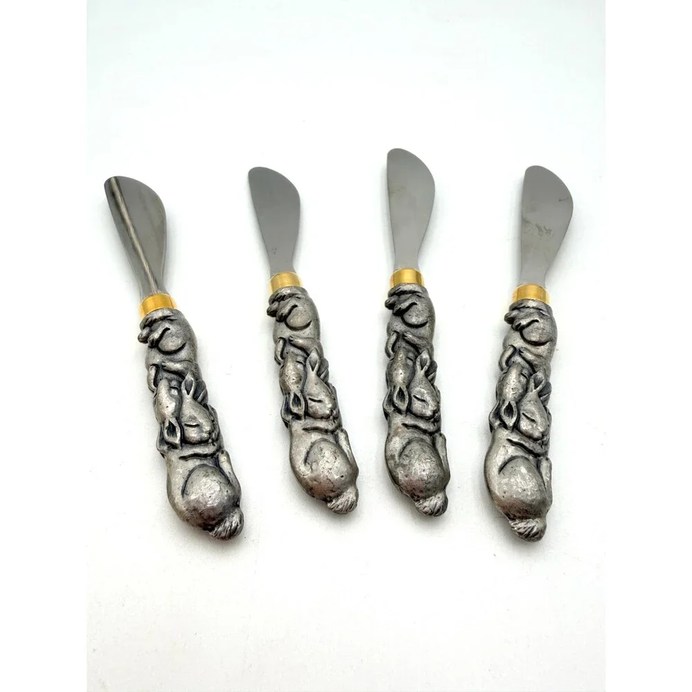 Set of 4 Bunnies Cheese or Butter Spreaders by Arthur Court